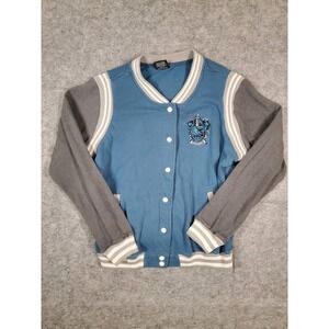 Harry Potter Womens Jacket Blue Gray Ravenclaw‎ Varsity Snaps SIZE XL